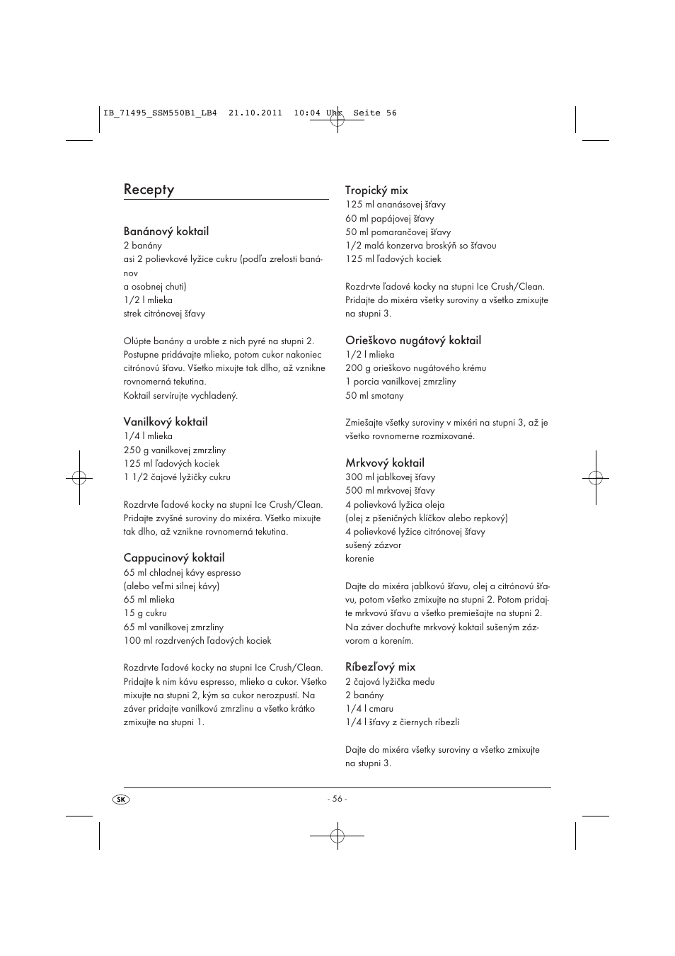 Recepty | Silvercrest SSM 550 B1 User Manual | Page 58 / 72