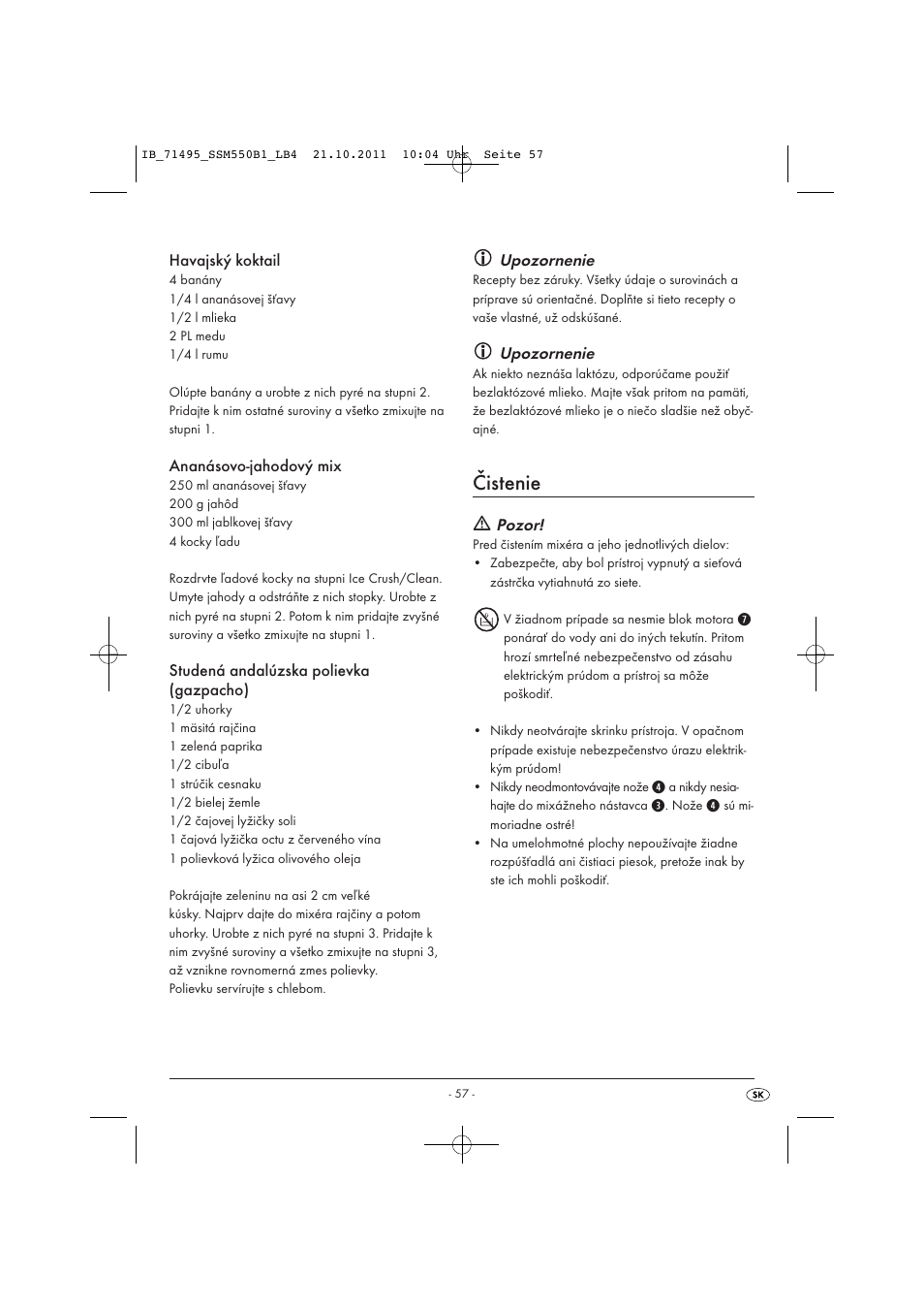 Čistenie | Silvercrest SSM 550 B1 User Manual | Page 59 / 72