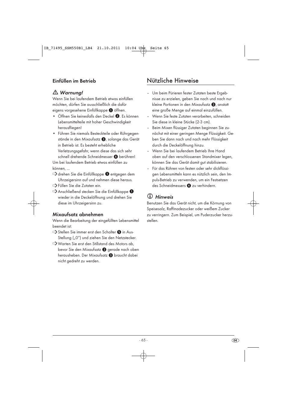 Nützliche hinweise | Silvercrest SSM 550 B1 User Manual | Page 67 / 72