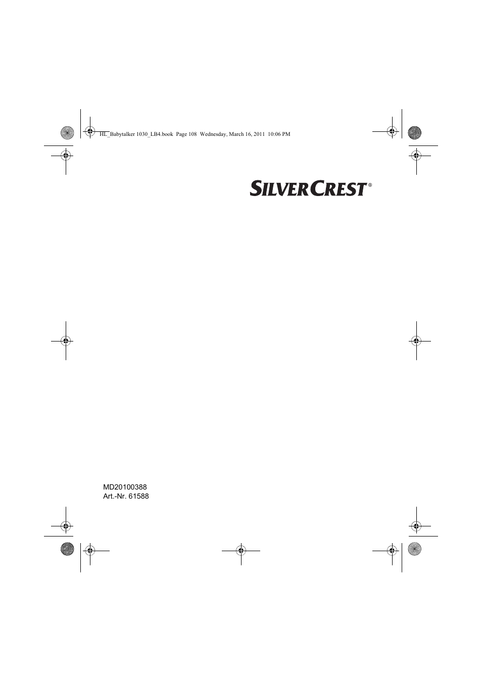 Silvercrest BABYTALKER 1030 User Manual | Page 108 / 108