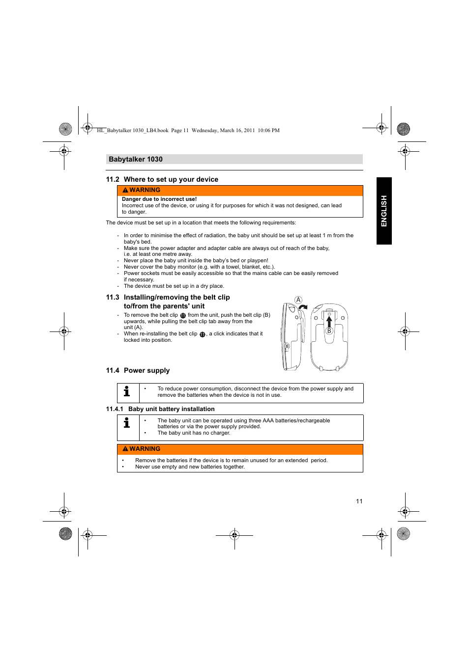 4 power supply | Silvercrest BABYTALKER 1030 User Manual | Page 11 / 108
