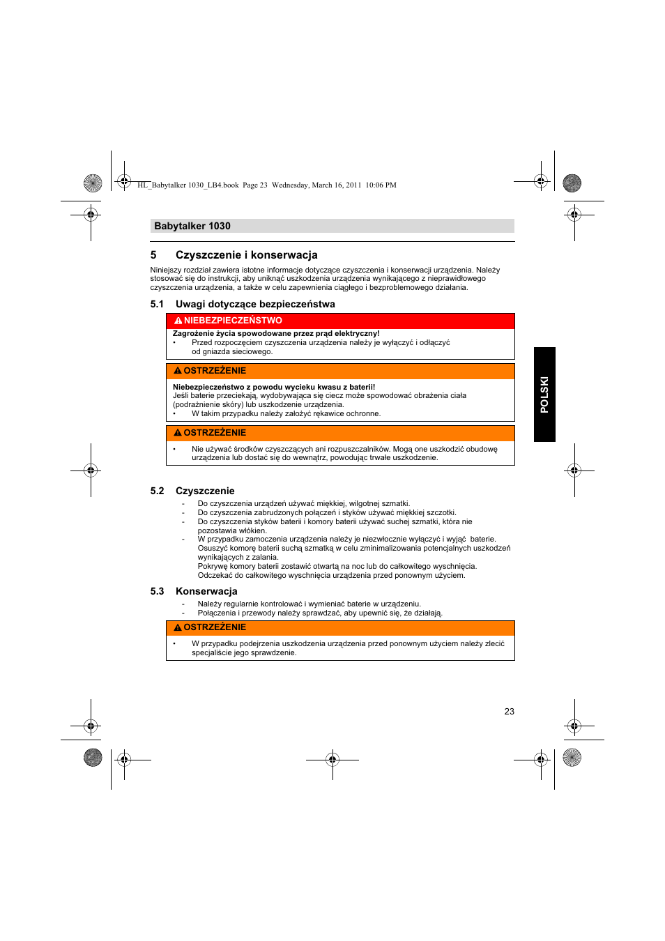 5czyszczenie i konserwacja | Silvercrest BABYTALKER 1030 User Manual | Page 23 / 108
