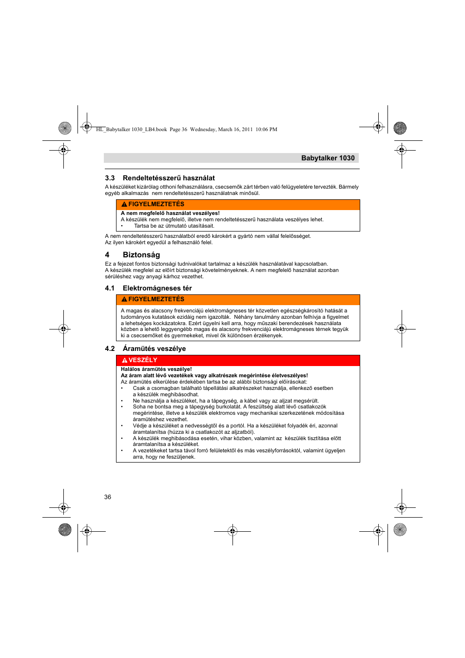 4biztonság | Silvercrest BABYTALKER 1030 User Manual | Page 36 / 108