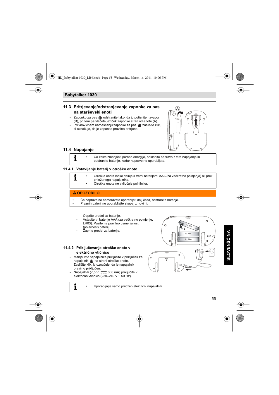 4 napajanje | Silvercrest BABYTALKER 1030 User Manual | Page 55 / 108