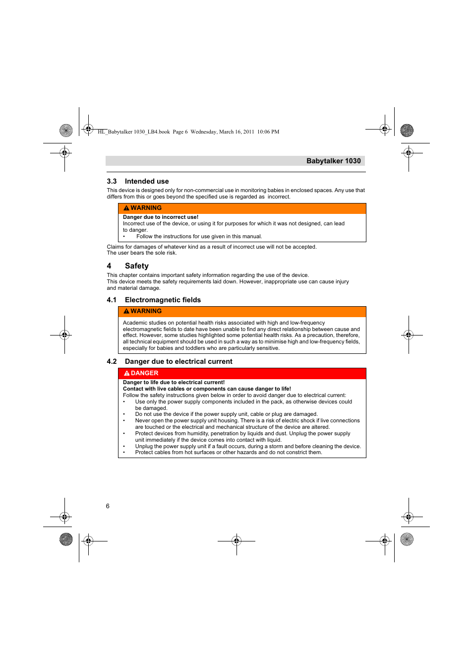 4safety | Silvercrest BABYTALKER 1030 User Manual | Page 6 / 108