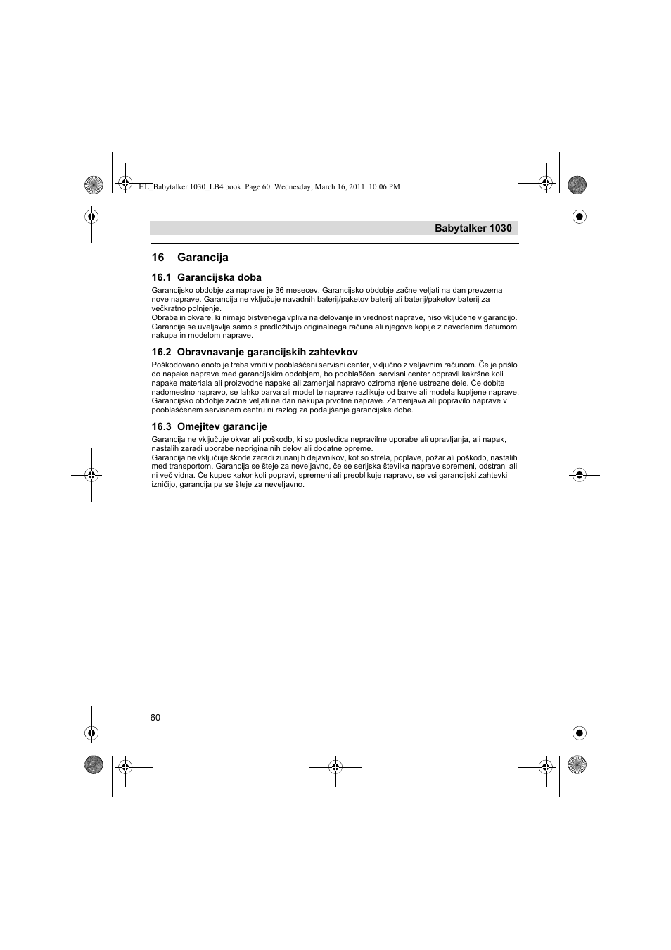 16 garancija | Silvercrest BABYTALKER 1030 User Manual | Page 60 / 108