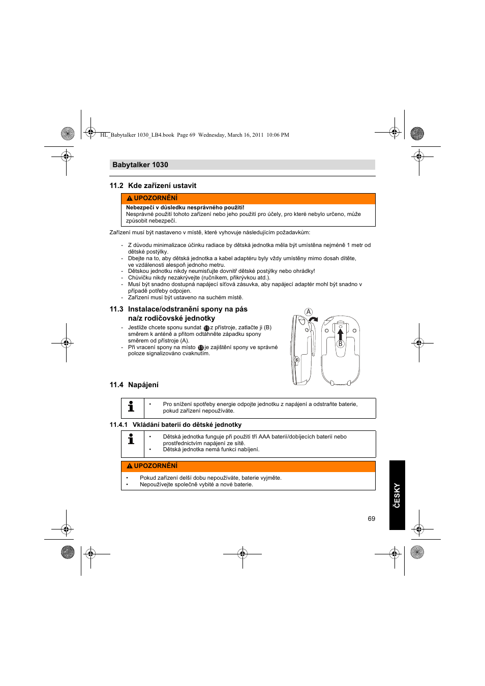 4 napájení | Silvercrest BABYTALKER 1030 User Manual | Page 69 / 108