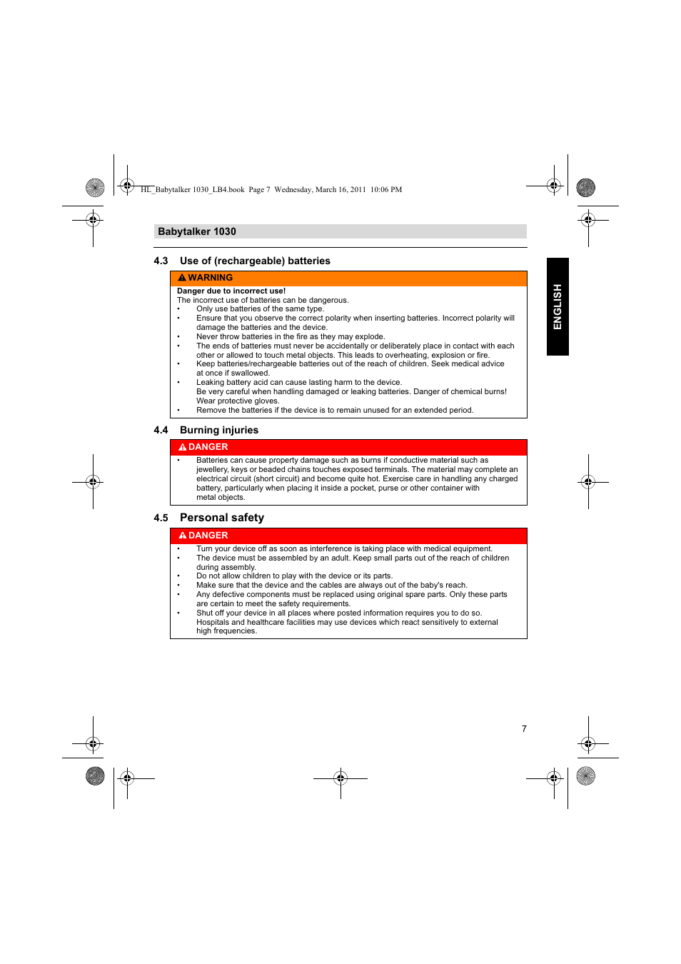 Personal safety | Silvercrest BABYTALKER 1030 User Manual | Page 7 / 108
