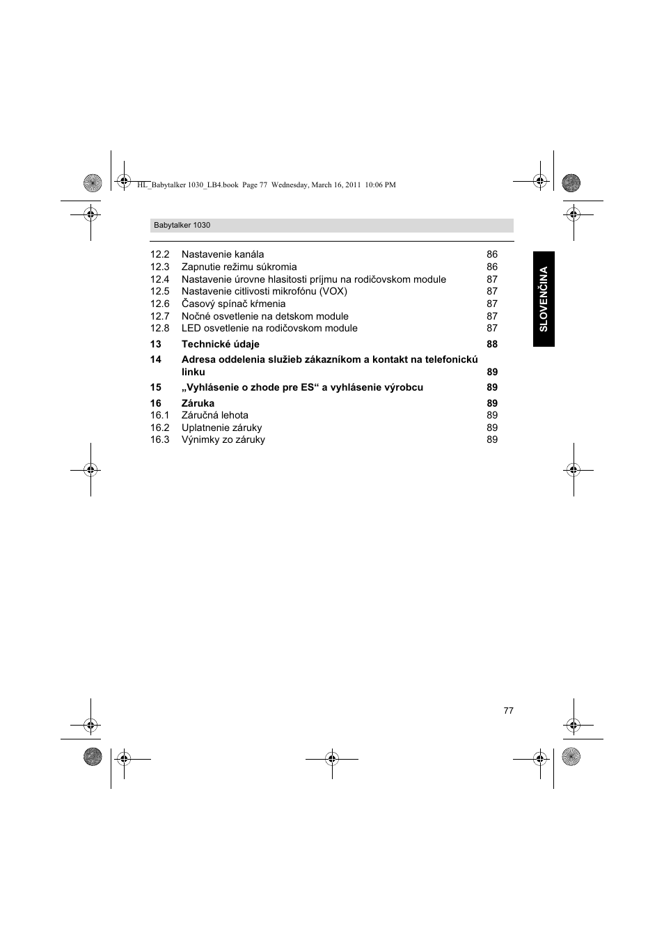 Silvercrest BABYTALKER 1030 User Manual | Page 77 / 108