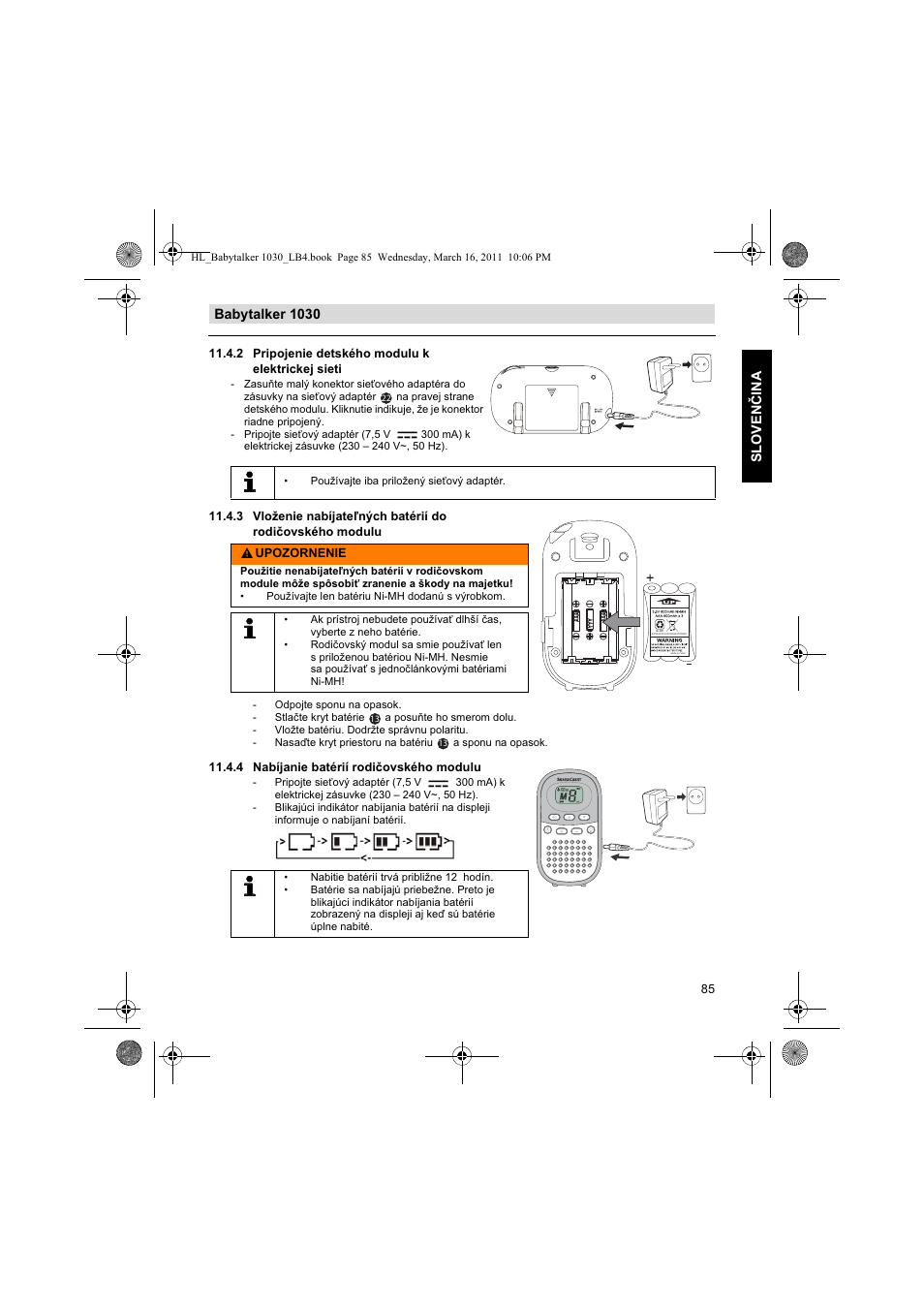 Babytalker 1030 slovenina | Silvercrest BABYTALKER 1030 User Manual | Page 85 / 108