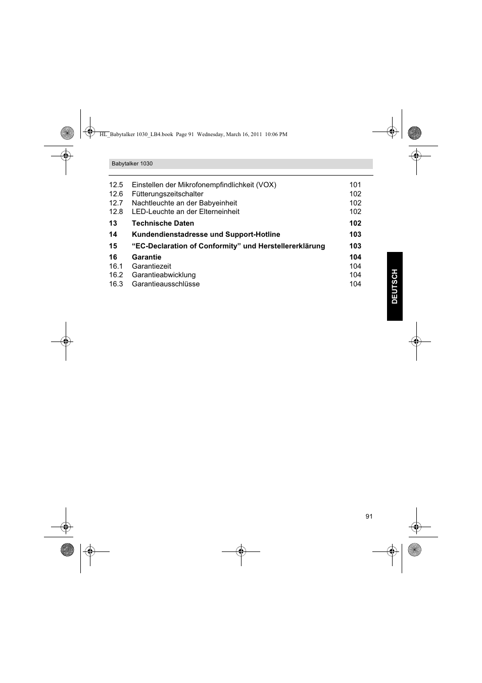 Silvercrest BABYTALKER 1030 User Manual | Page 91 / 108
