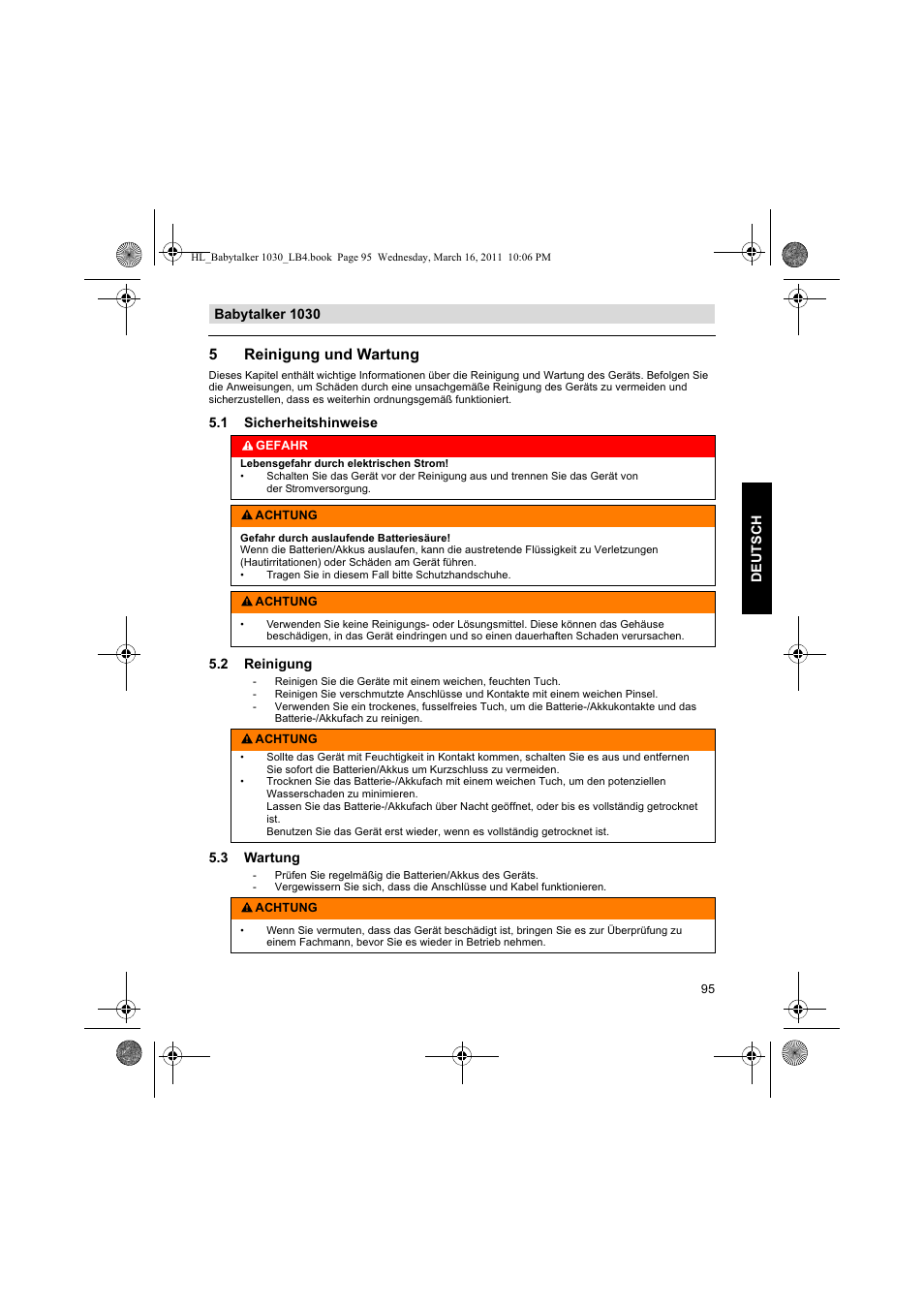 5reinigung und wartung | Silvercrest BABYTALKER 1030 User Manual | Page 95 / 108