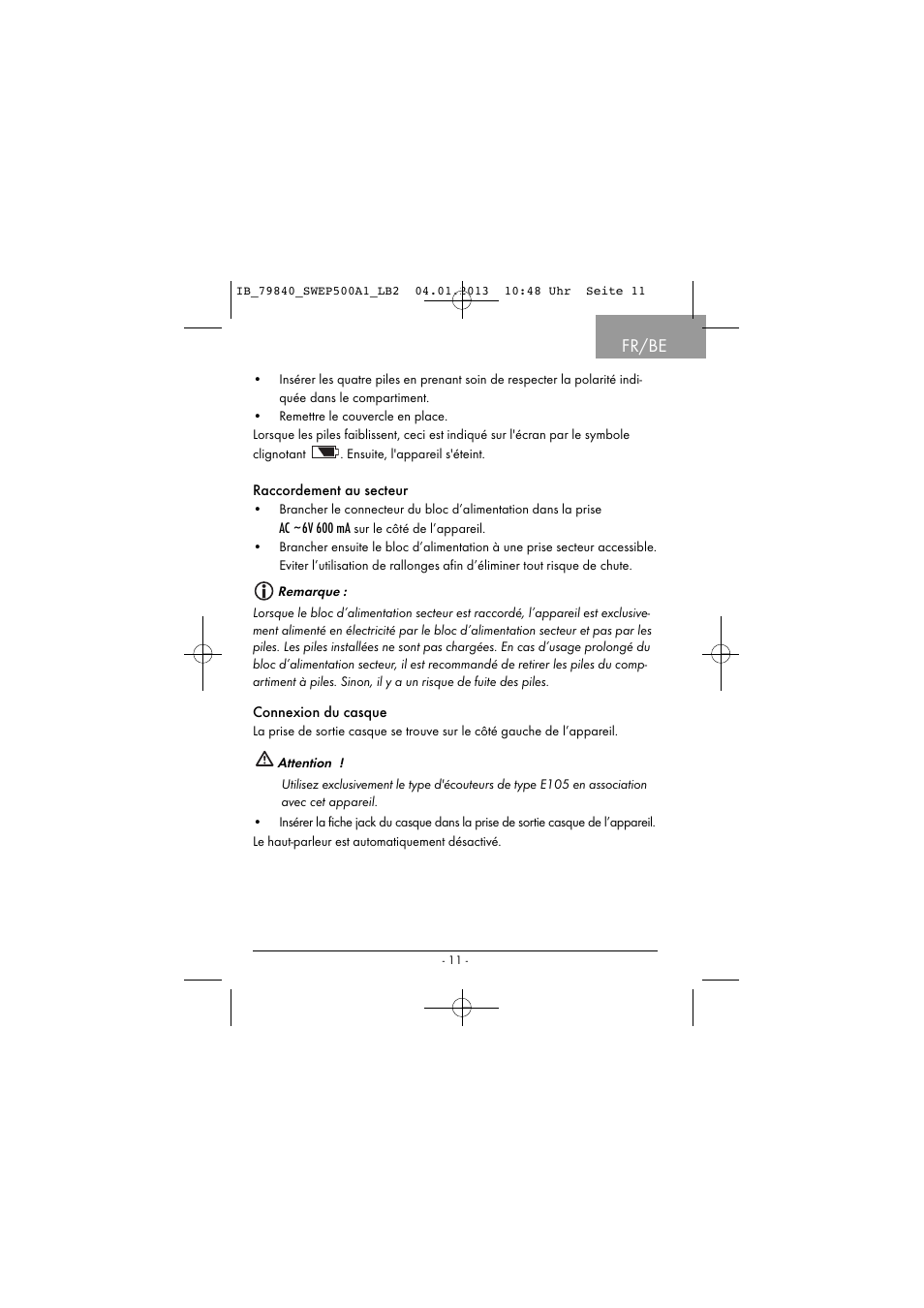 Fr/be | Silvercrest SWEP 500 A1 User Manual | Page 14 / 131