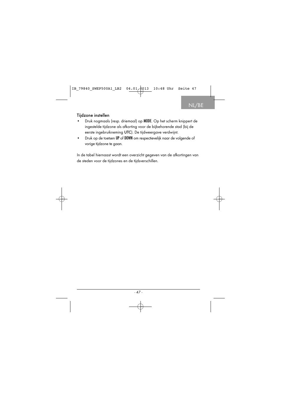 Nl/be | Silvercrest SWEP 500 A1 User Manual | Page 50 / 131