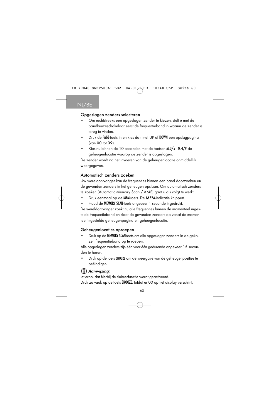 Nl/be | Silvercrest SWEP 500 A1 User Manual | Page 63 / 131