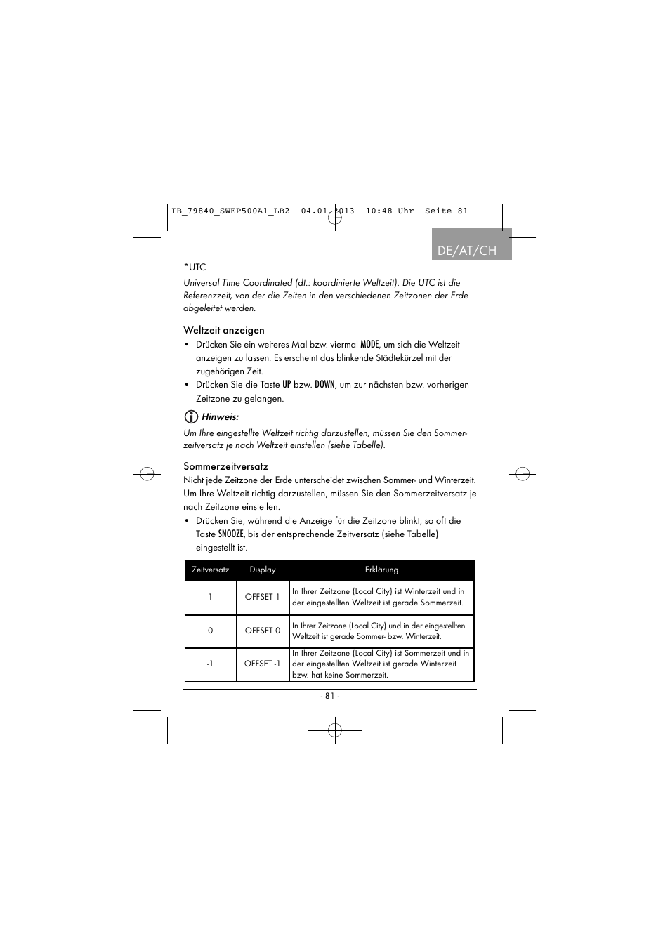 De/at/ch | Silvercrest SWEP 500 A1 User Manual | Page 84 / 131