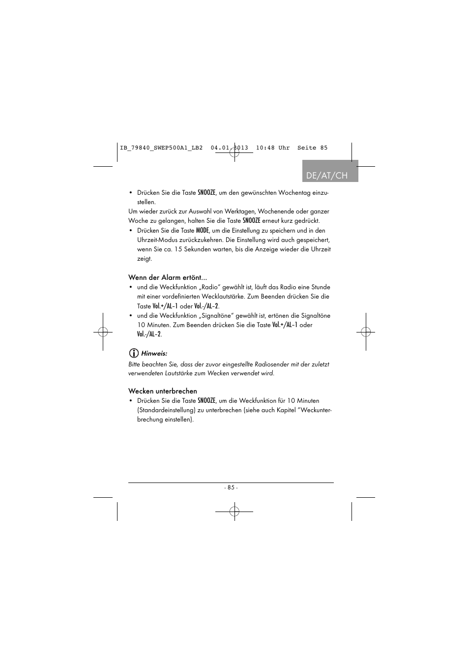De/at/ch | Silvercrest SWEP 500 A1 User Manual | Page 88 / 131