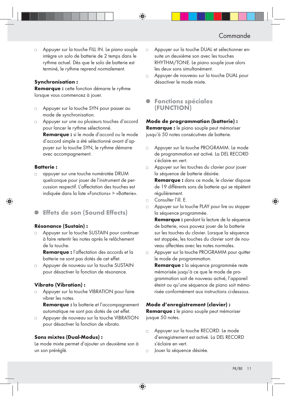 Commande, Eﬀets de son (sound eﬀects), Fonctions spéciales (function) | Silvercrest Z30258-BS User Manual | Page 11 / 36