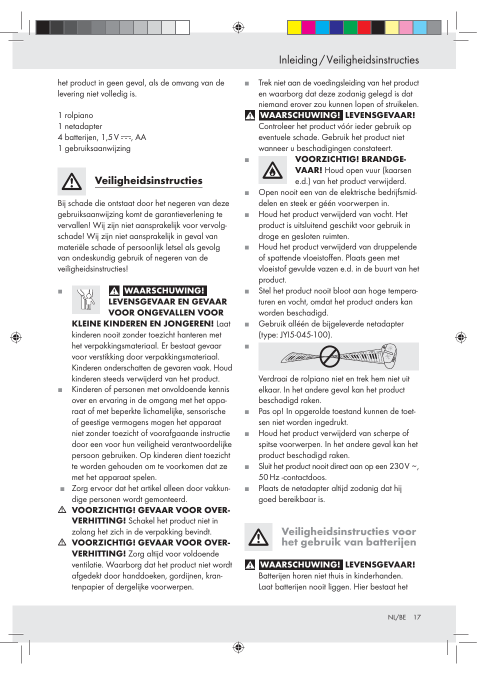 Inleiding / veiligheidsinstructies, Veiligheidsinstructies | Silvercrest Z30258-BS User Manual | Page 17 / 36