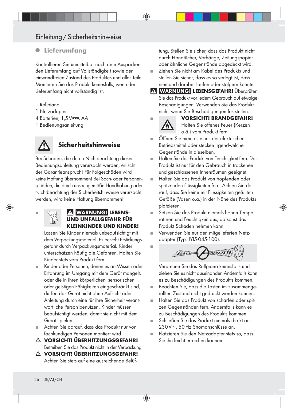 Einleitung / sicherheitshinweise, Lieferumfang, Sicherheitshinweise | Silvercrest Z30258-BS User Manual | Page 26 / 36