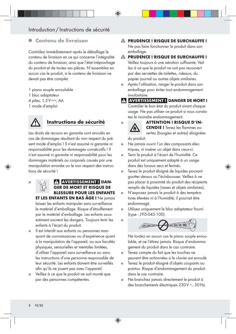 Introduction / instructions de sécurité, Contenu de livraison, Instructions de sécurité | Silvercrest Z30258-BS User Manual | Page 8 / 36