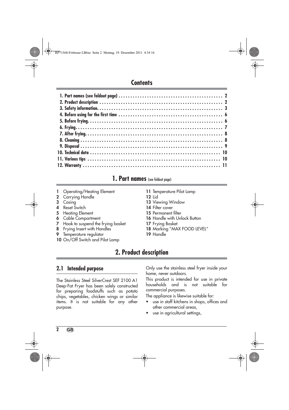 Silvercrest SEF 2100 A1 User Manual | Page 4 / 26