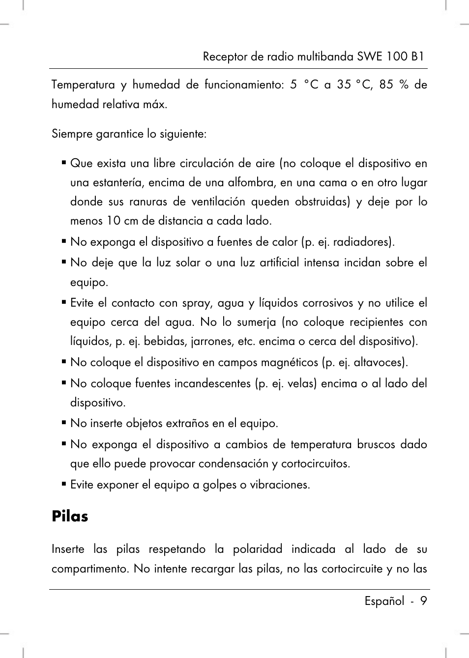 Pilas | Silvercrest SWE 100 B1 User Manual | Page 11 / 140