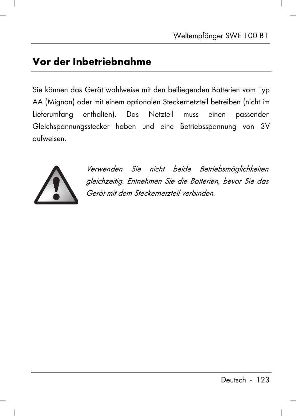 Vor der inbetriebnahme | Silvercrest SWE 100 B1 User Manual | Page 125 / 140