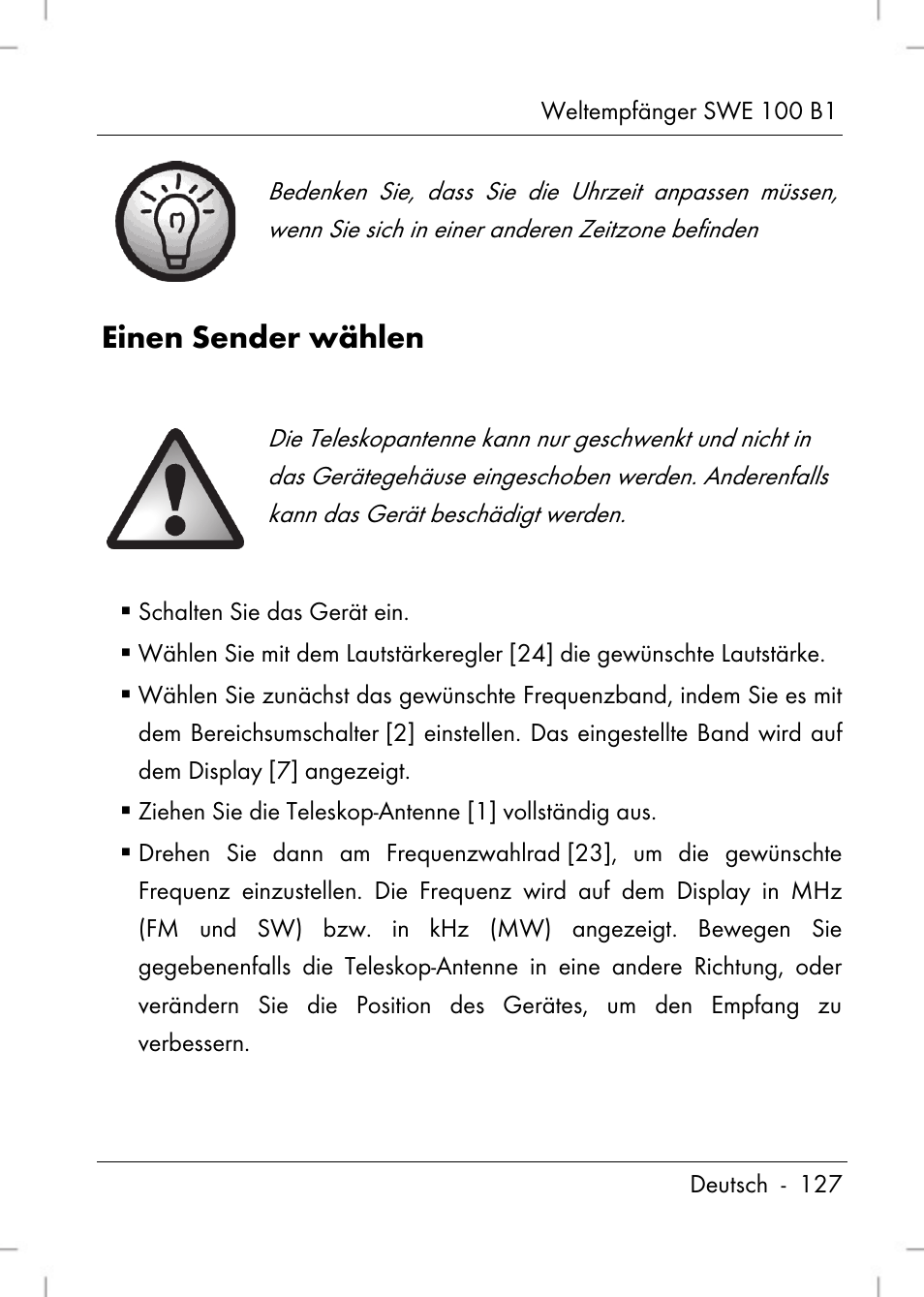 Einen sender wählen | Silvercrest SWE 100 B1 User Manual | Page 129 / 140