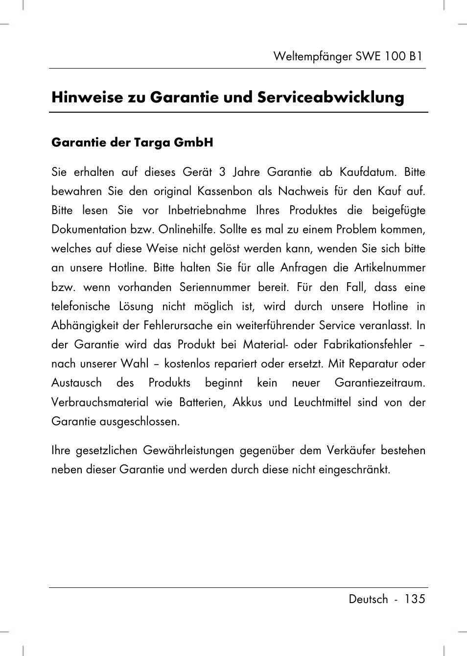 Hinweise zu garantie und serviceabwicklung | Silvercrest SWE 100 B1 User Manual | Page 137 / 140