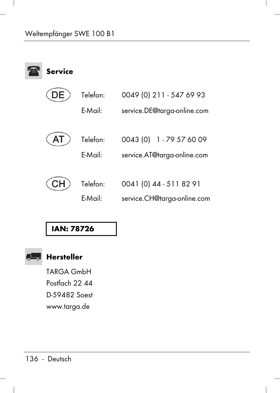 Silvercrest SWE 100 B1 User Manual | Page 138 / 140