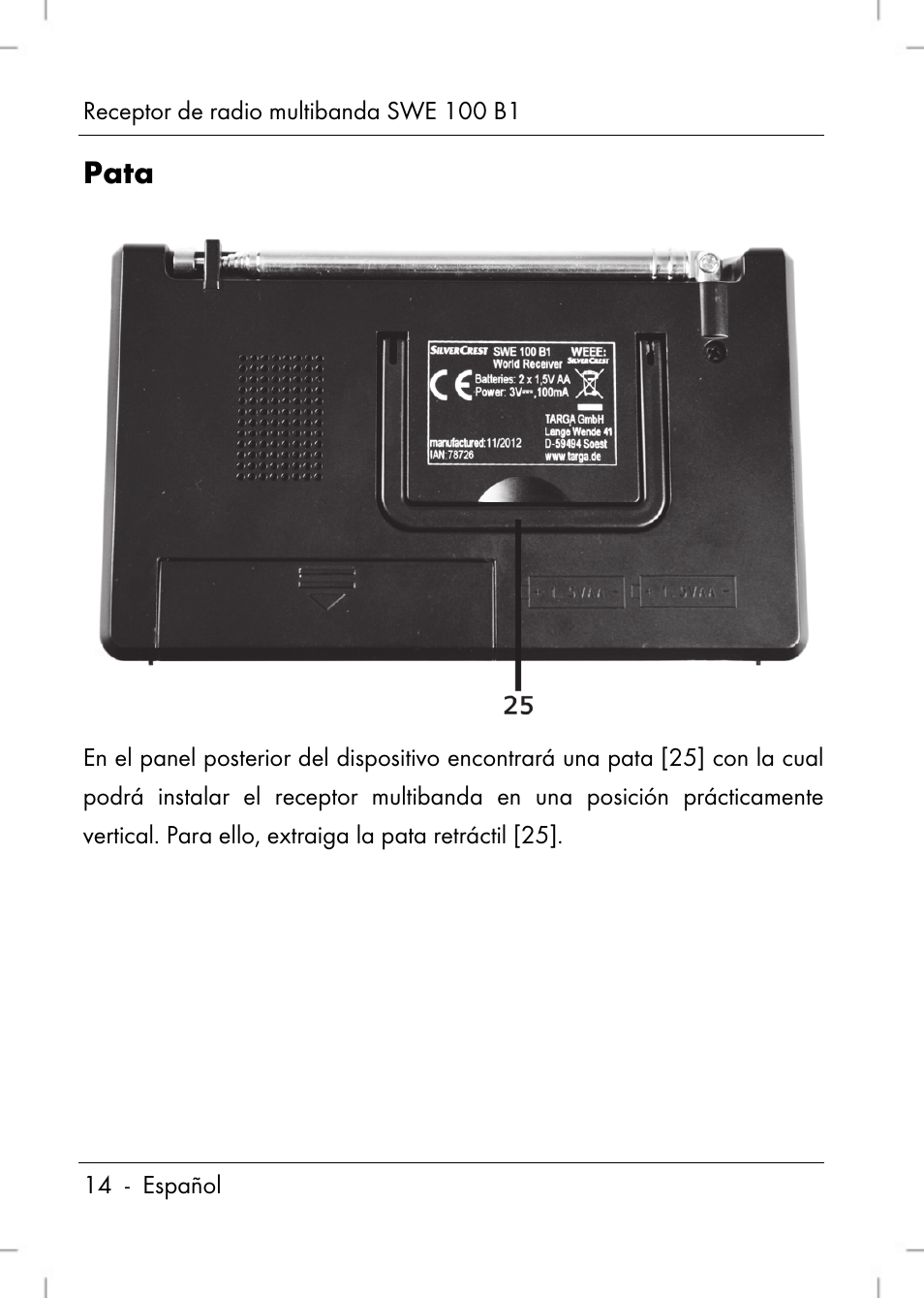 Pata | Silvercrest SWE 100 B1 User Manual | Page 16 / 140