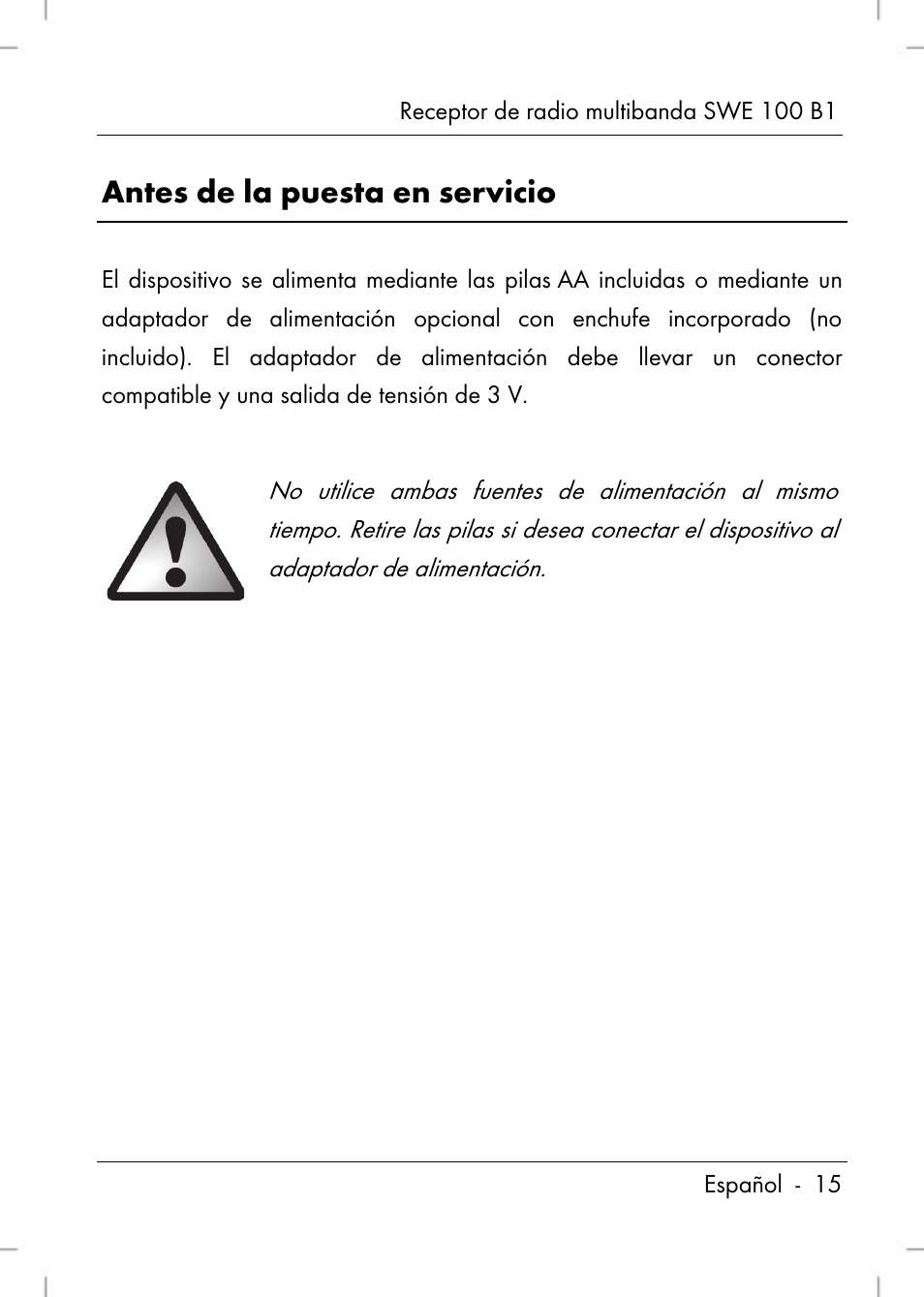 Antes de la puesta en servicio | Silvercrest SWE 100 B1 User Manual | Page 17 / 140