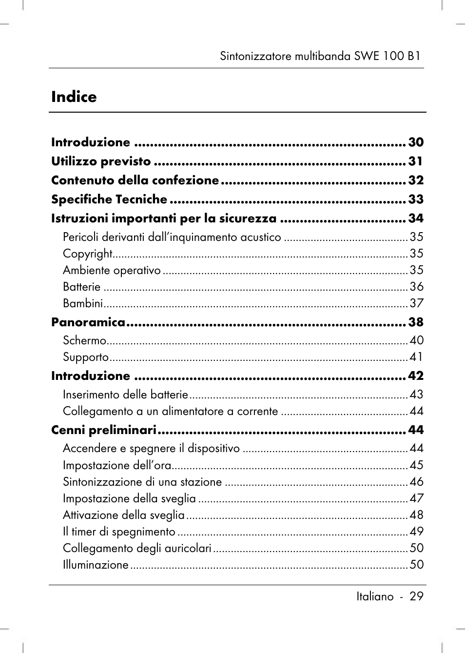 Indice | Silvercrest SWE 100 B1 User Manual | Page 31 / 140