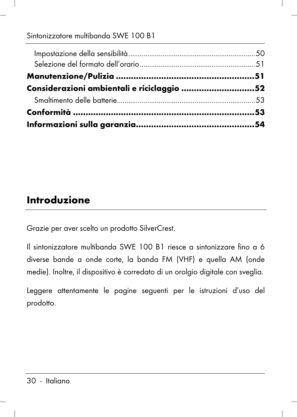 Introduzione | Silvercrest SWE 100 B1 User Manual | Page 32 / 140