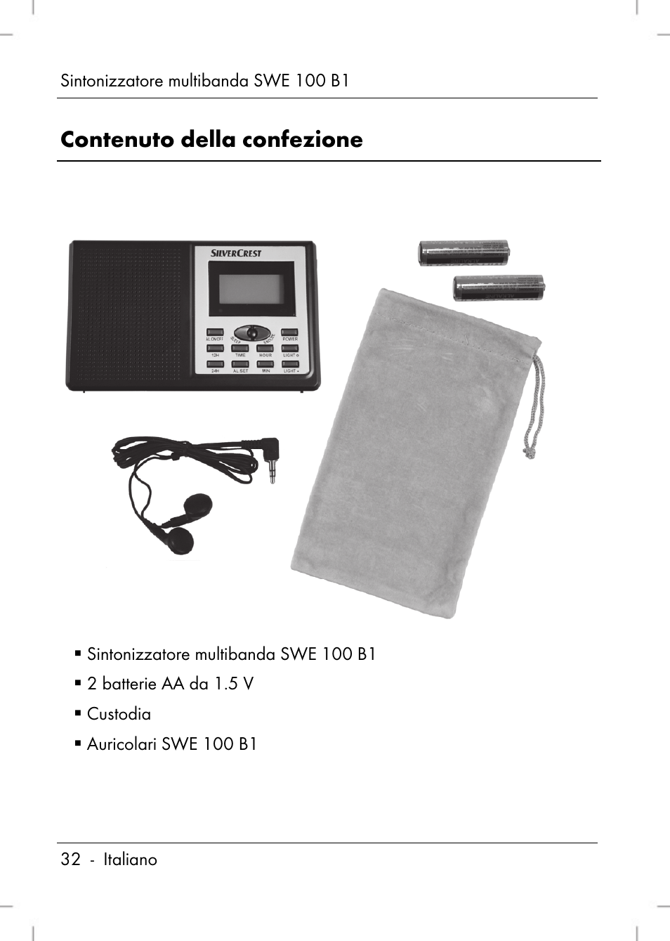 Contenuto della confezione | Silvercrest SWE 100 B1 User Manual | Page 34 / 140