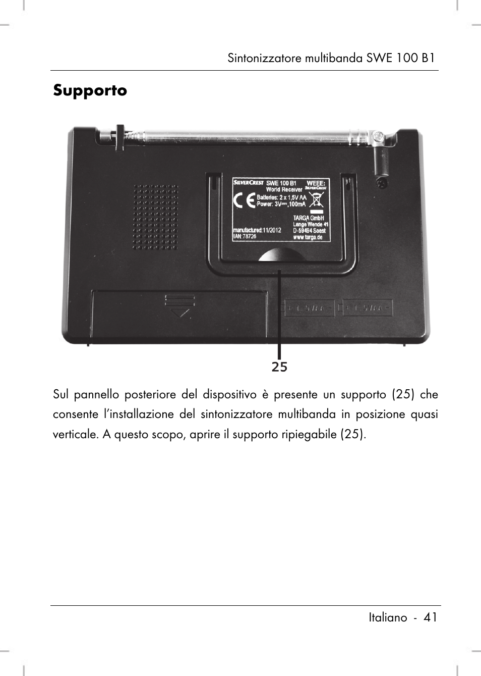 Supporto | Silvercrest SWE 100 B1 User Manual | Page 43 / 140