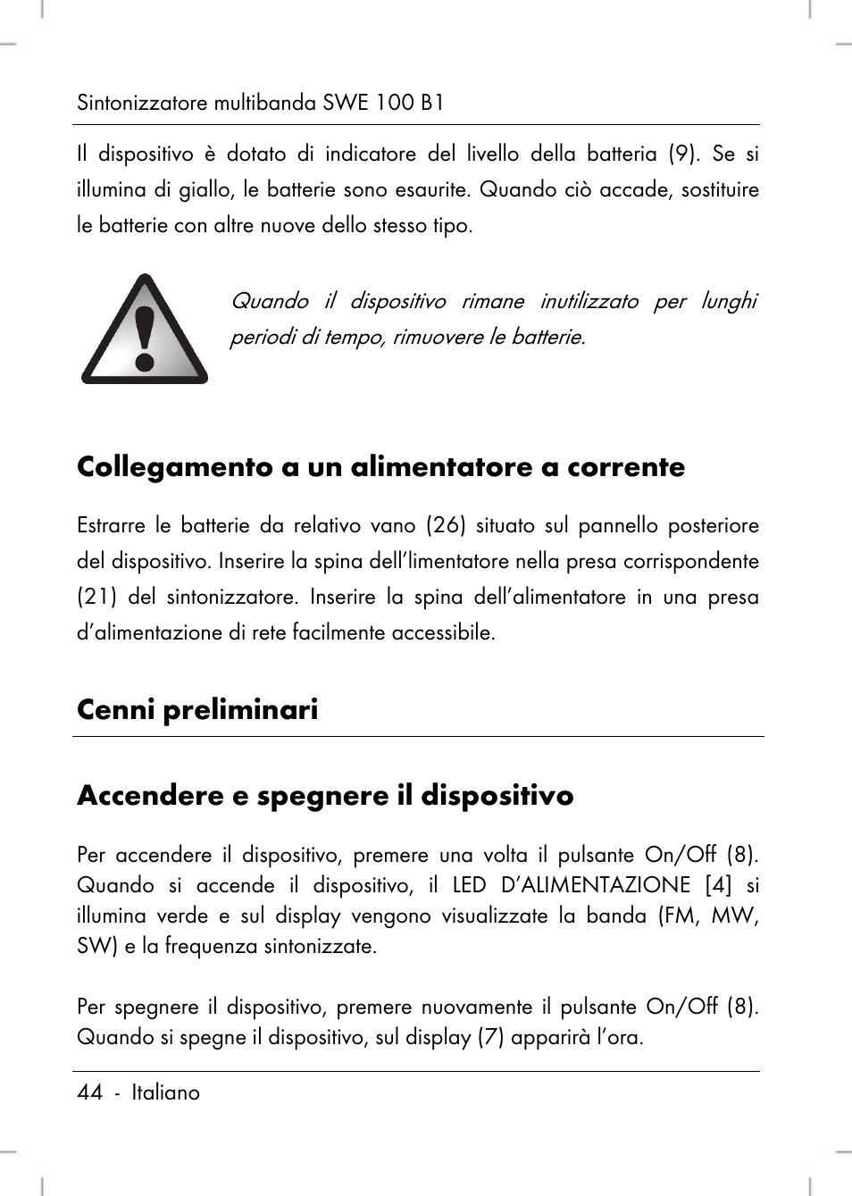 Collegamento a un alimentatore a corrente | Silvercrest SWE 100 B1 User Manual | Page 46 / 140