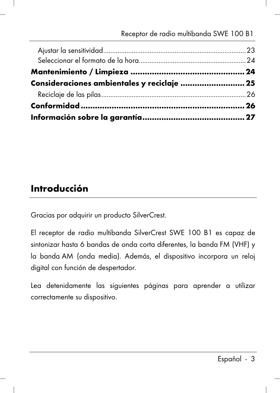 Introducción | Silvercrest SWE 100 B1 User Manual | Page 5 / 140