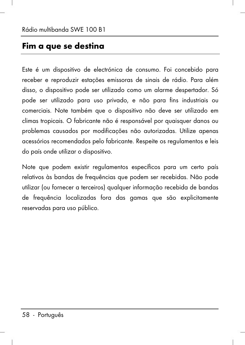 Fim a que se destina | Silvercrest SWE 100 B1 User Manual | Page 60 / 140