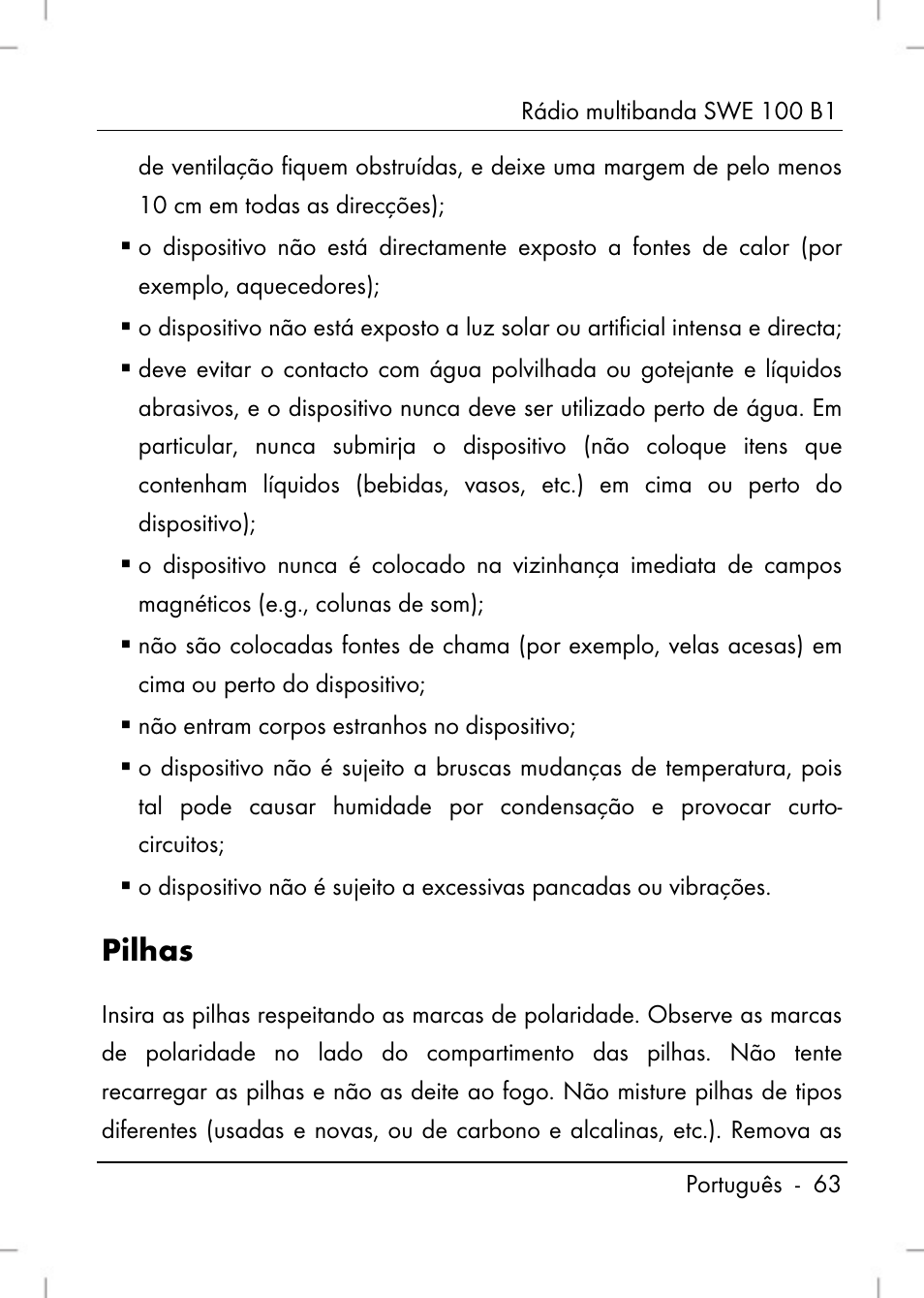 Pilhas | Silvercrest SWE 100 B1 User Manual | Page 65 / 140