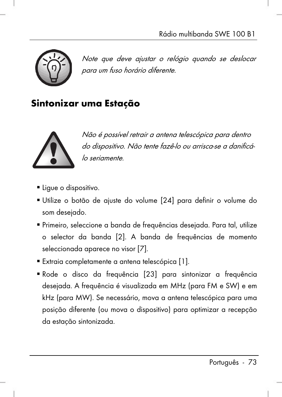 Sintonizar uma estação | Silvercrest SWE 100 B1 User Manual | Page 75 / 140