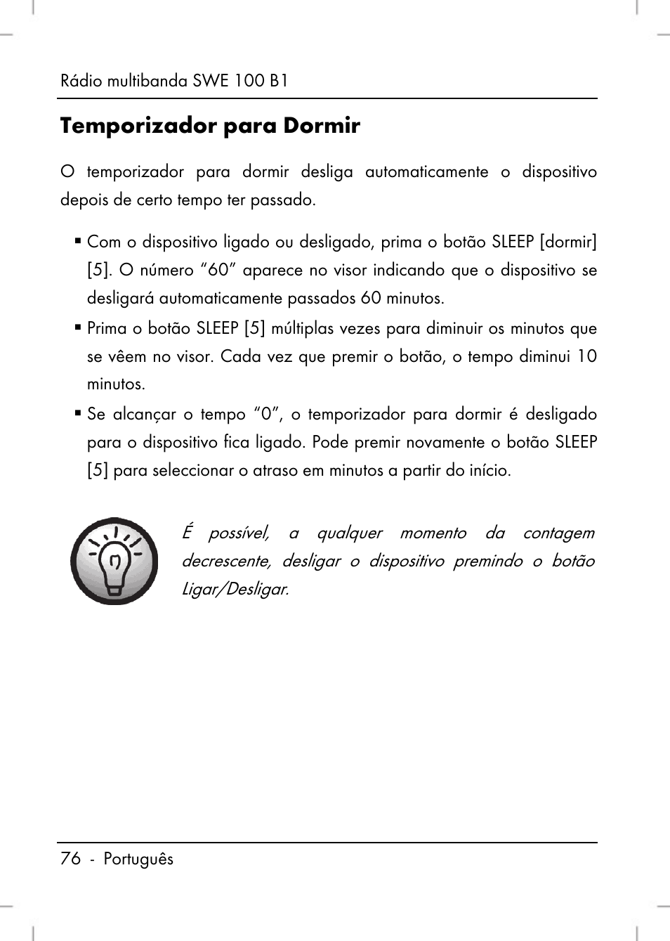 Temporizador para dormir | Silvercrest SWE 100 B1 User Manual | Page 78 / 140