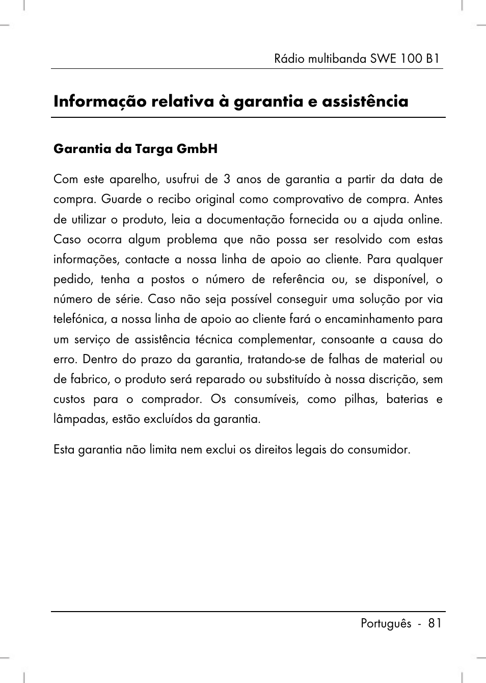 Informação relativa à garantia e assistência | Silvercrest SWE 100 B1 User Manual | Page 83 / 140