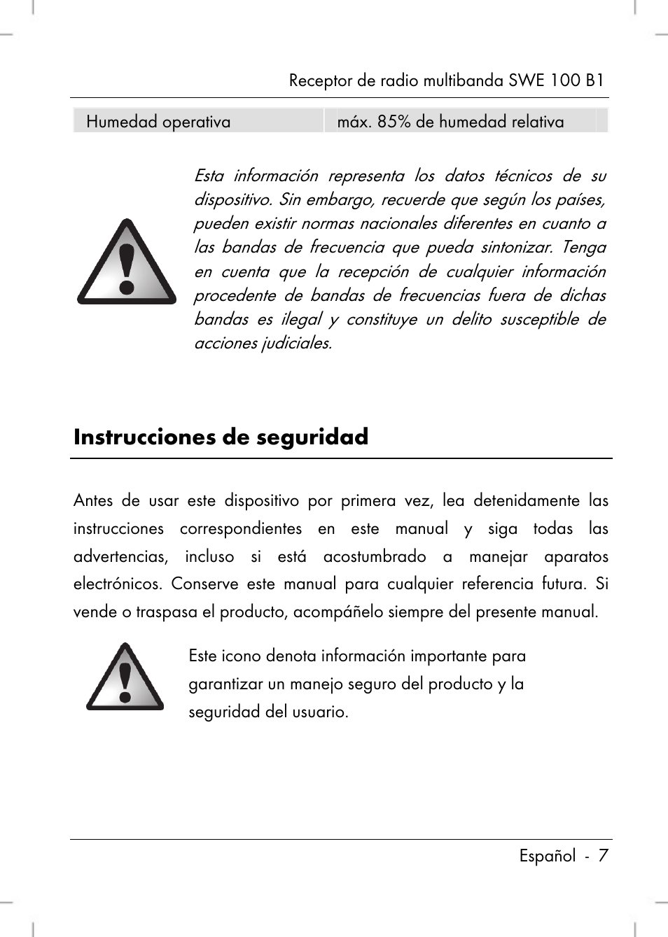 Instrucciones de seguridad | Silvercrest SWE 100 B1 User Manual | Page 9 / 140