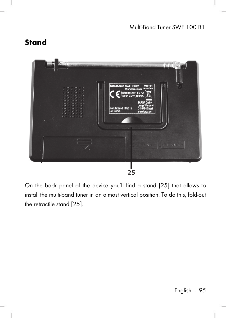 Stand | Silvercrest SWE 100 B1 User Manual | Page 97 / 140