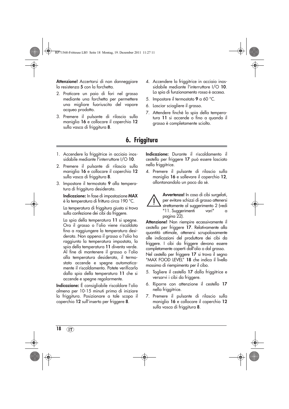 Friggitura | Silvercrest SEF 2100 A1 User Manual | Page 20 / 58