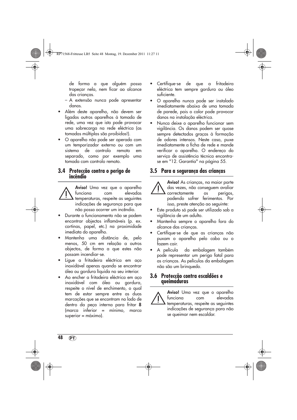 4 protecção contra o perigo de incêndio, 5 para a segurança das crianças, 6 protecção contra escaldões e queimaduras | Silvercrest SEF 2100 A1 User Manual | Page 50 / 58