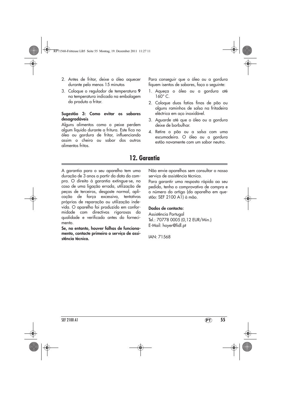 Garantia | Silvercrest SEF 2100 A1 User Manual | Page 57 / 58