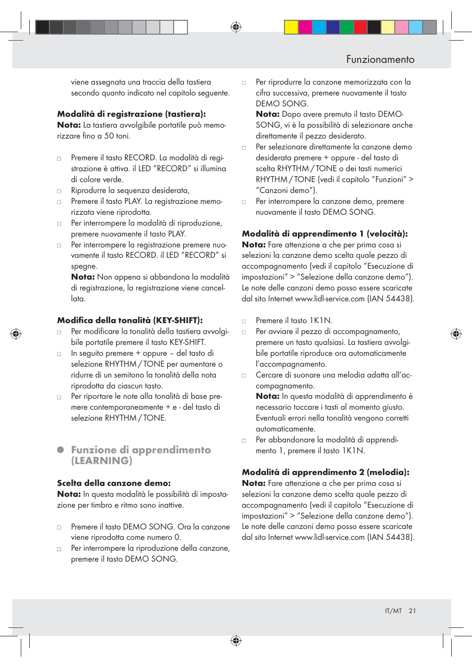 Funzionamento, Funzione di apprendimento (learning) | Silvercrest Z30258-BS User Manual | Page 21 / 55